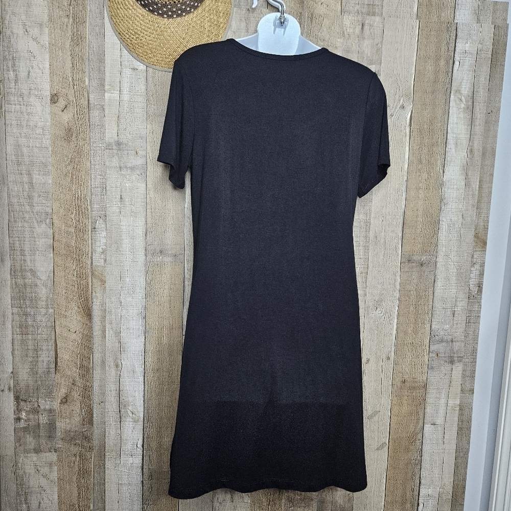 Rohb by Joyce Azria Cannes Short Sleeve Crew Neck Pullover Black Dress Sze Small - Picture 4 of 8
